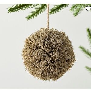 Pottery Barn Sparkly Textured Gold Ball Ornament (NWT)